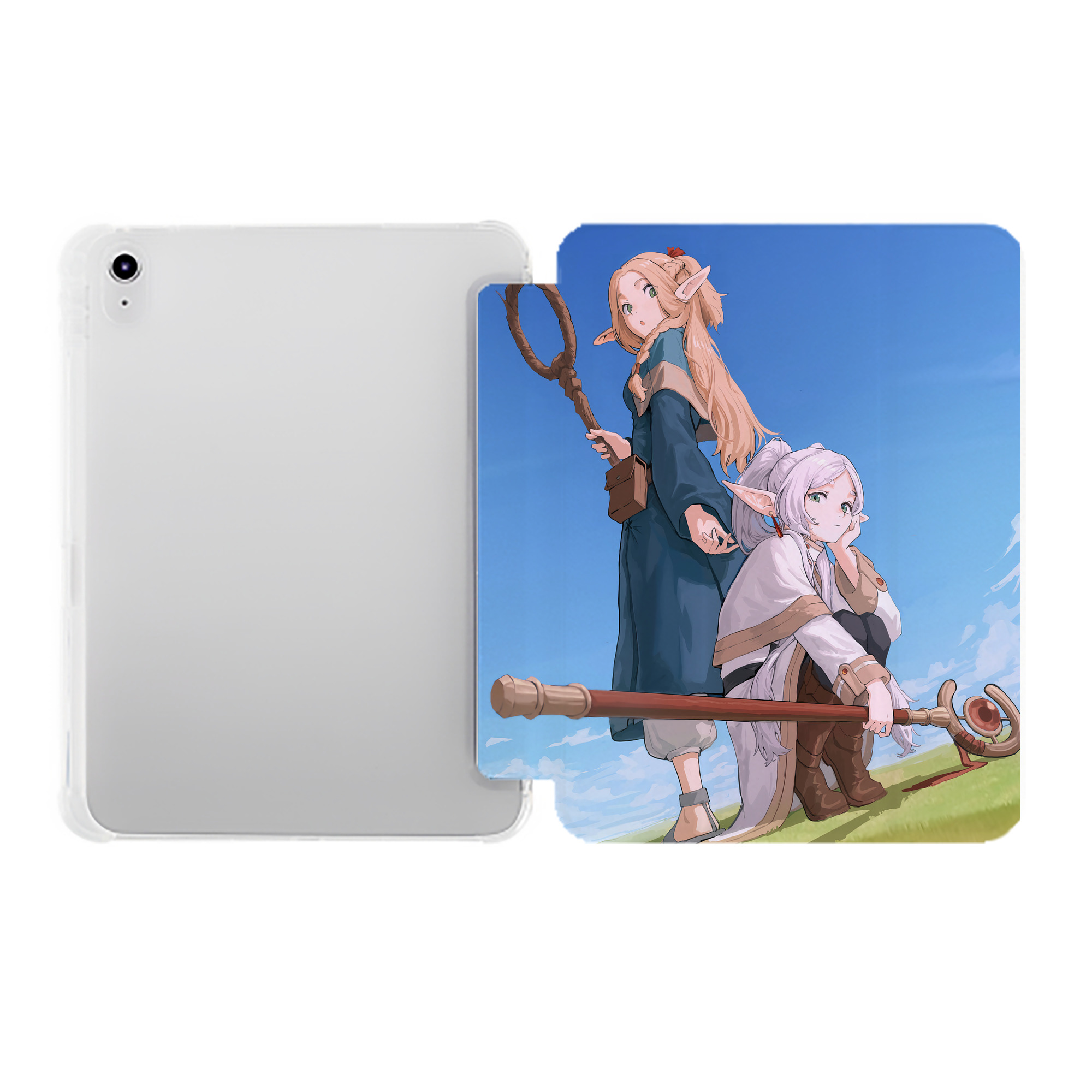 （画像用） 葬送のフリーレン Frieren IPad ケース ペン収納付き 三つ折りスタンド PUレザー×シリコン 対応機種9.5/10.5/10.9インチ